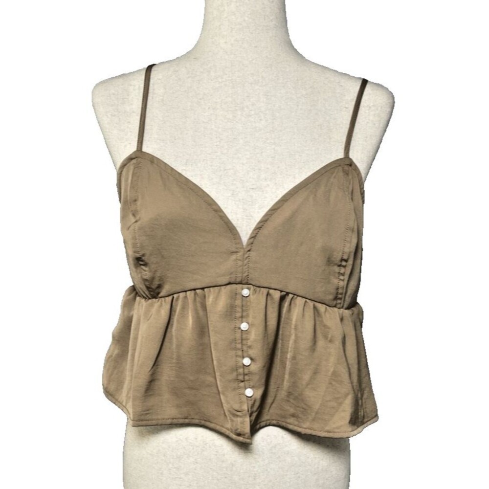 American Eagle spaghetti womens Large tank tan ruffle party sexy summer fairy
